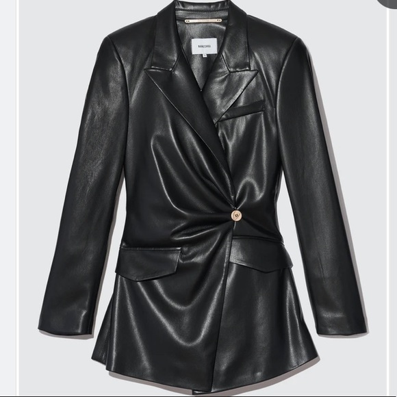 LIKE NEW! NANUSHKA Blair Wrap Front Vegan Leather Jacket - black SMALL - Picture 5 of 10